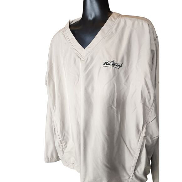 Vansport Budweiser Pullover Windbreaker Mens 2XL Logo V-Neck Lightweight Jacket - Picture 10 of 16